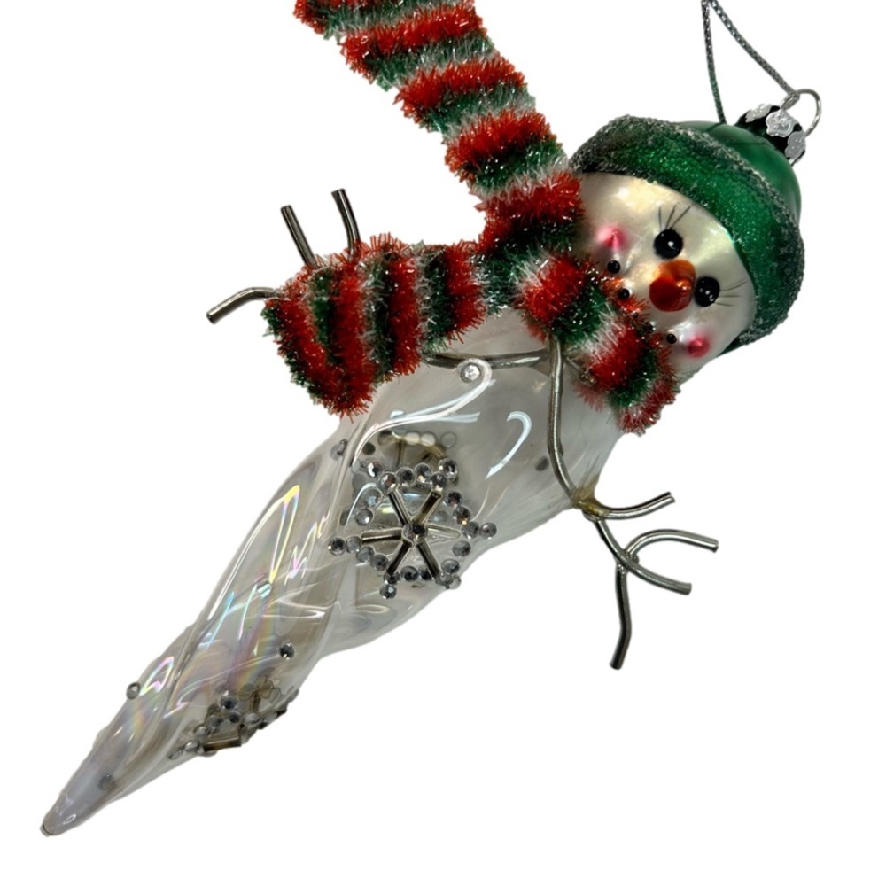 Mercury Clear Glass Snowman Icicle Christmas Ornament